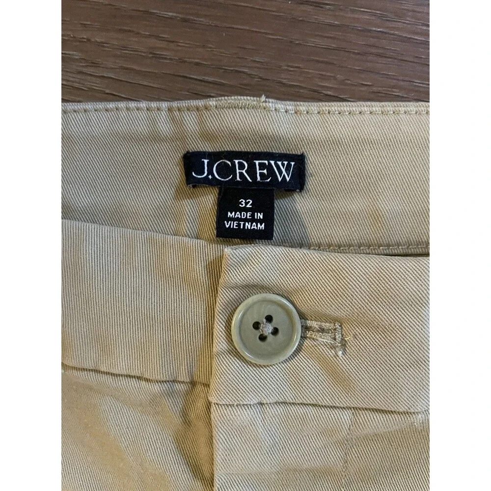 J.CREW Women’s Beige Cotton Twill Chino Pants Straight Leg Mid Rise Pockets